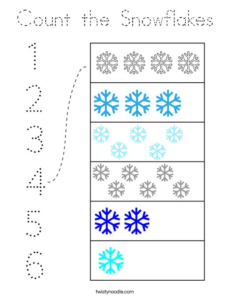 Count the Snowflakes Coloring Page