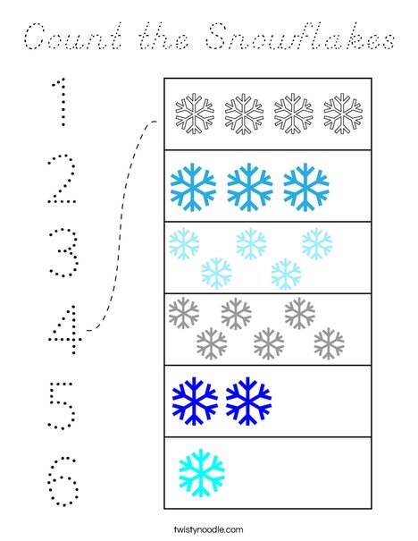 Count the Snowflakes Coloring Page