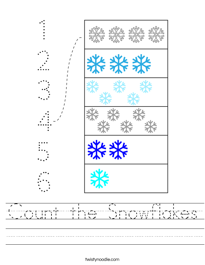 Count the Snowflakes Worksheet Twisty Noodle Count the Snowflakes Worksheet Twisty Noodle