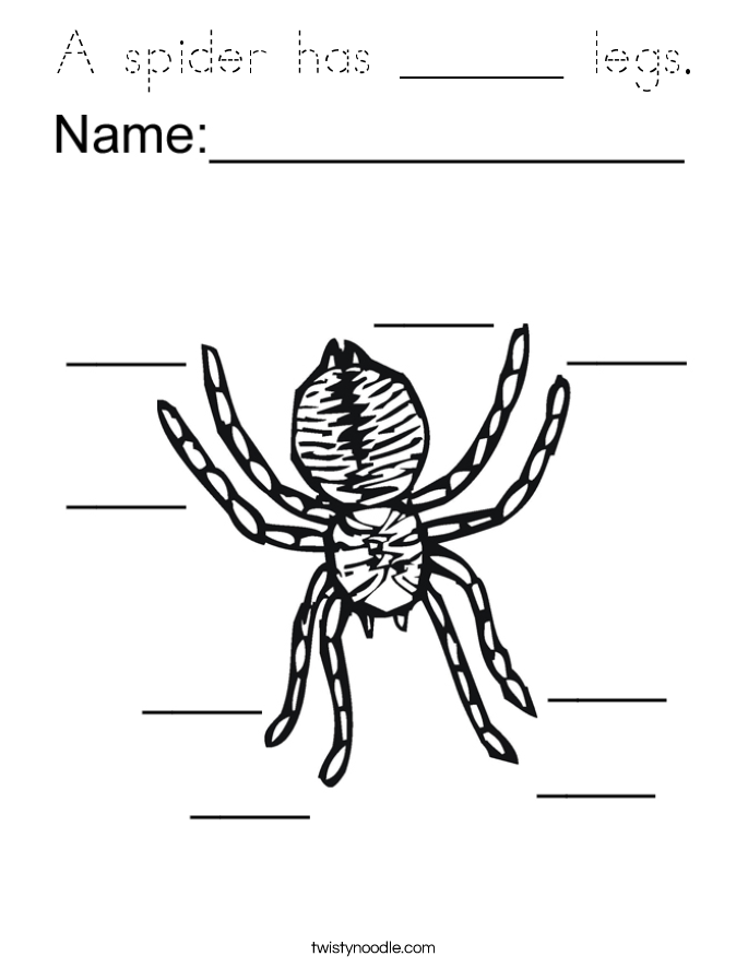 A spider has ______ legs. Coloring Page
