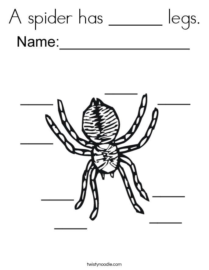 A spider has ______ legs. Coloring Page