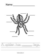 A spider has ______ legs Handwriting Sheet