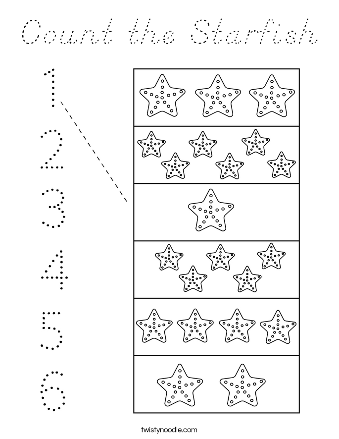 Count the Starfish Coloring Page