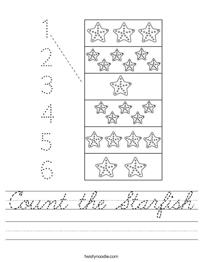 Count the Starfish Worksheet