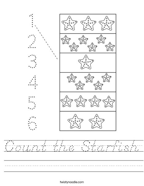Count the Starfish Worksheet