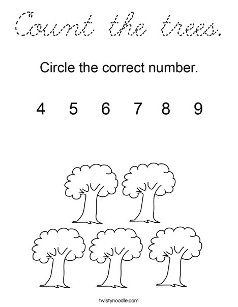 Count the trees. Coloring Page