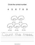 Count the trees. Worksheet