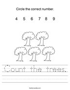 Count the trees Handwriting Sheet