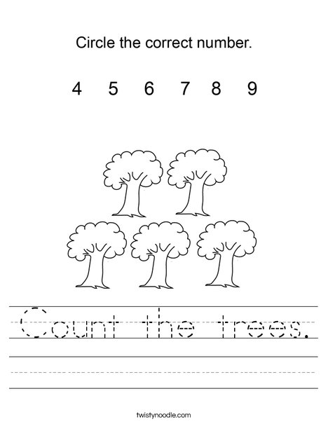 Count the trees. Worksheet