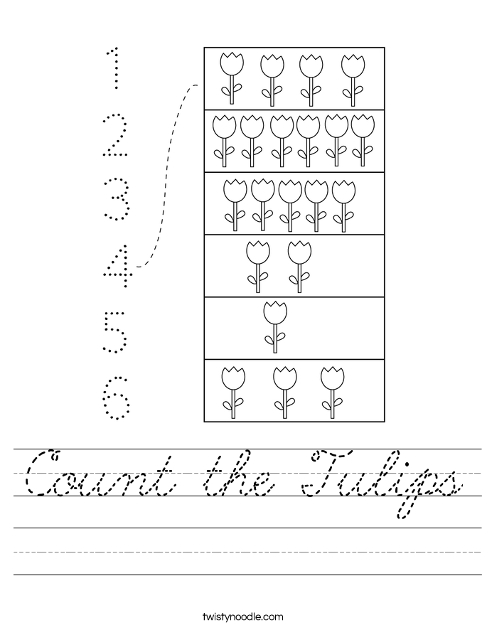 Count the Tulips Worksheet