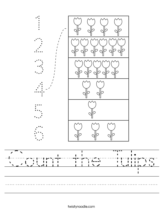Count the Tulips Worksheet