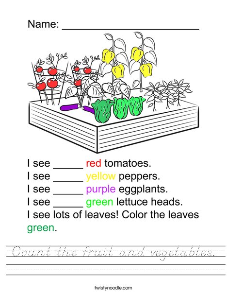 Count the Vegetables Worksheet