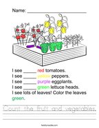 Count the fruit and vegetables Handwriting Sheet