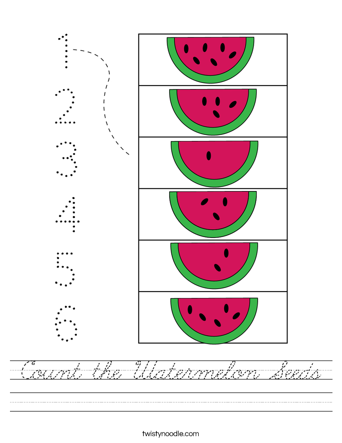 Count the Watermelon Seeds Worksheet