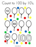 Count to 100 by 10's. Coloring Page