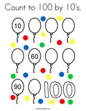 Count to 100 by 10's Coloring Page
