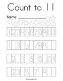 Count to 11 Coloring Page