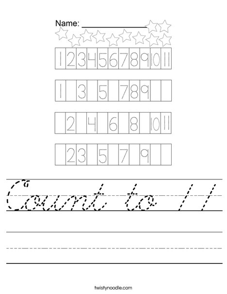 Count to 11 Worksheet