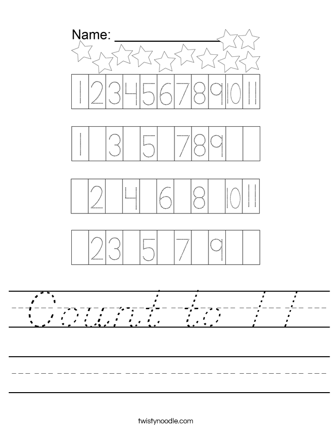 Count to 11 Worksheet