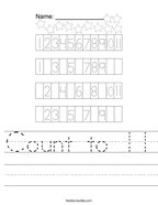 Count to 11 Handwriting Sheet