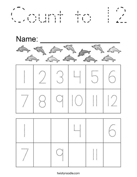 Count to 12 Coloring Page