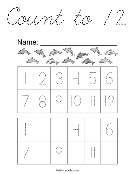 Count to 12 Coloring Page