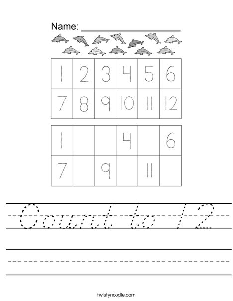 Count to 12 Worksheet