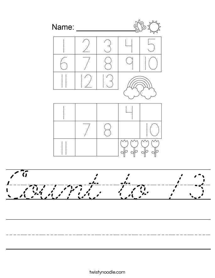 Count to 13 Worksheet