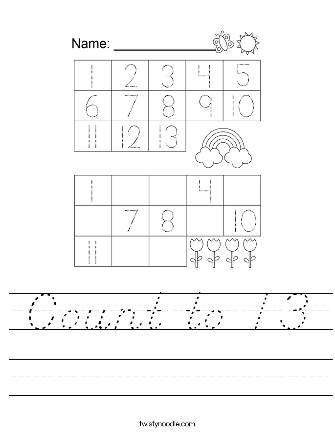 Count to 13 Worksheet