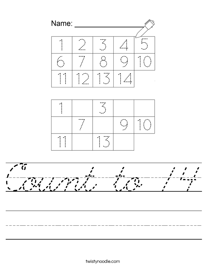 Count to 14 Worksheet