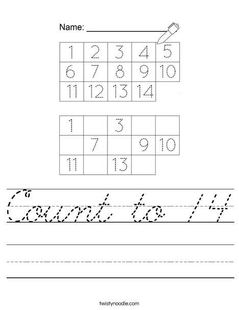 Count to 14 Worksheet