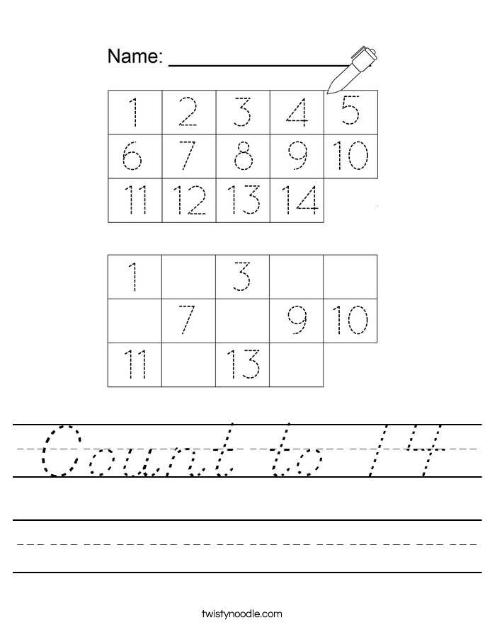 Count to 14 Worksheet