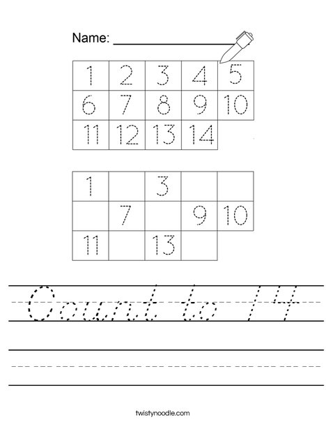 Count to 14 Worksheet