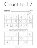 Count to 17 Coloring Page