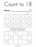 Count to 18 Coloring Page