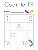 Count to 19 Coloring Page