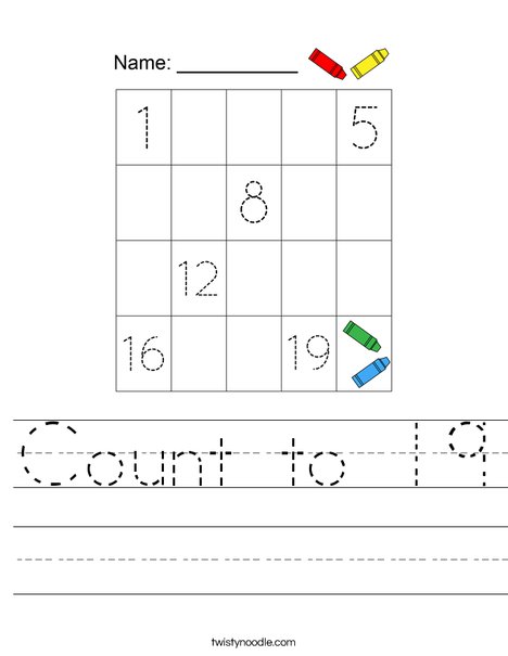 Count to 19 Worksheet