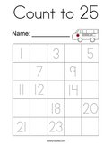 Count to 25 Coloring Page