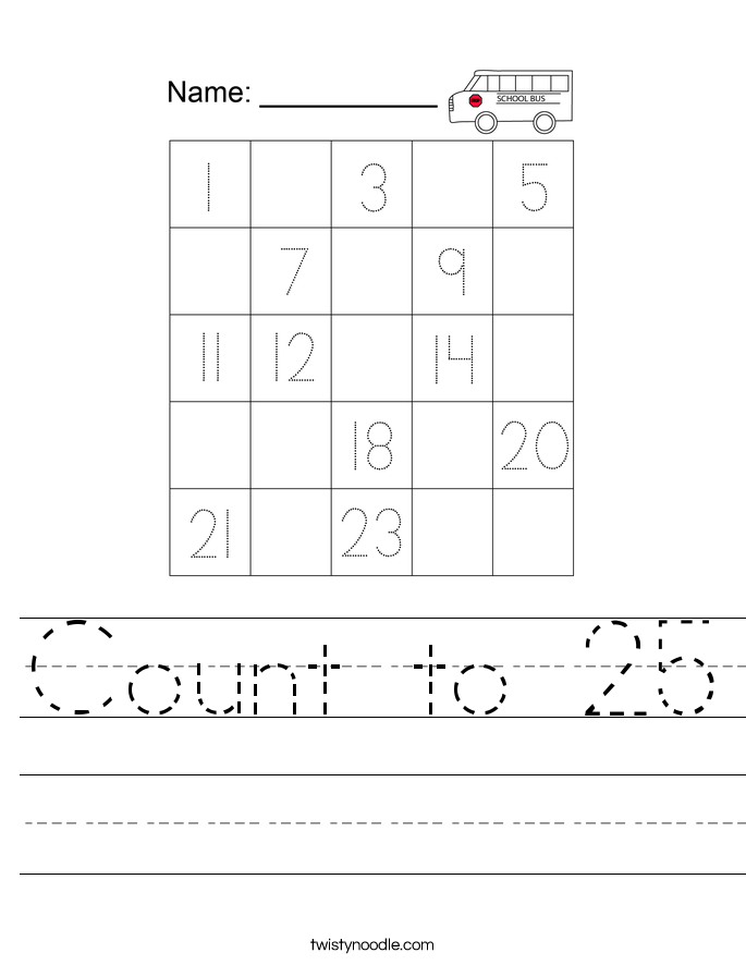 Count to 25 Worksheet