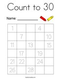 Count to 30 Coloring Page