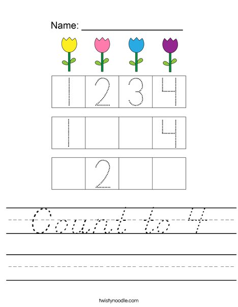 Count to 4 Worksheet