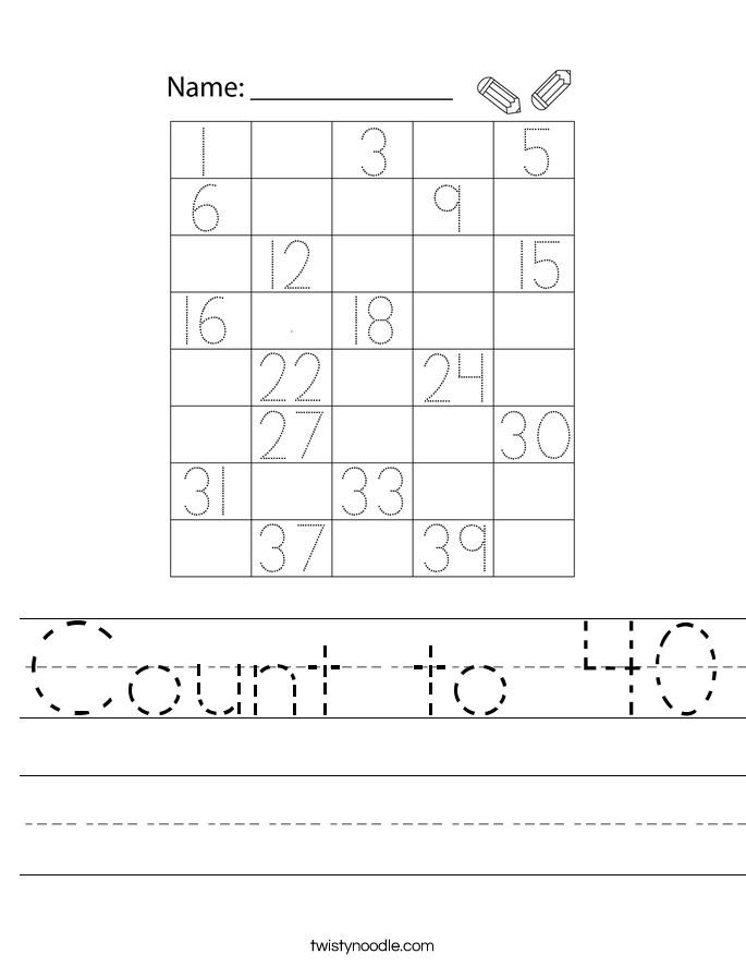 Count to 40 Worksheet