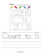worksheet for kindergarten number 5 Count to 5 Handwriting Sheet