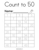 Count to 50 Coloring Page