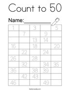 Count to 50 Coloring Page