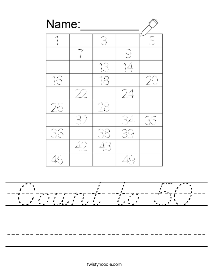 Count to 50 Worksheet