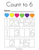 Count to 6 Coloring Page