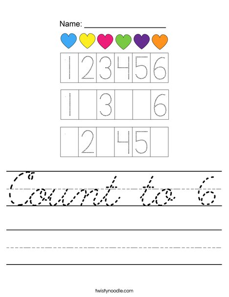 Count to 6 Worksheet