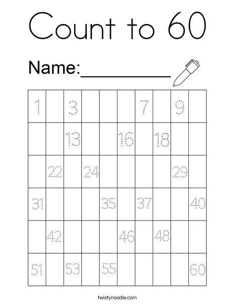 Count to 60 Coloring Page
