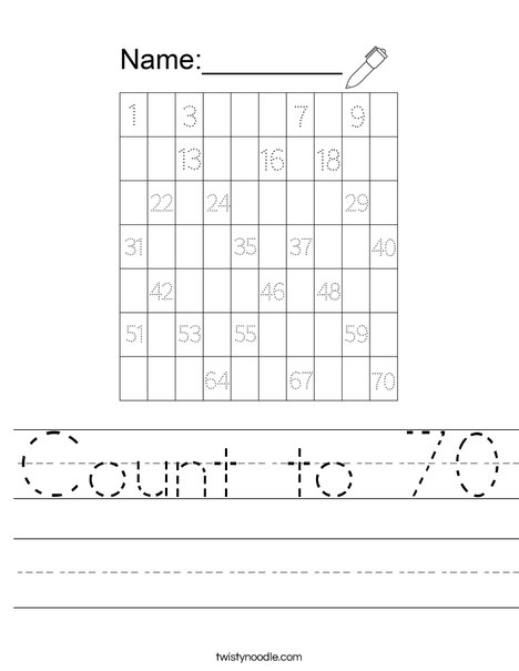 Count to 70 Worksheet